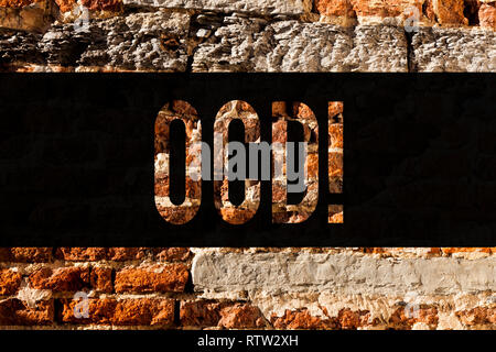 Word writing text Ocd. Business concept for Obsessive Compulsive Disorder Psychological Illness Medical Condition Brick Wall art like Graffiti motivat Stock Photo