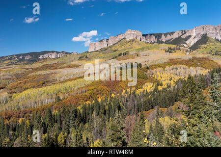 Cimarron Mountain Range near Owl Creek Pass in early autumn, Southwestern Colorado. Stock Photo