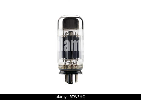 vintage audio amplifier tube isolated on white Stock Photo