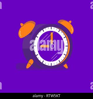 Old Alarm clock flat hand drawn vector icon Stock Vector