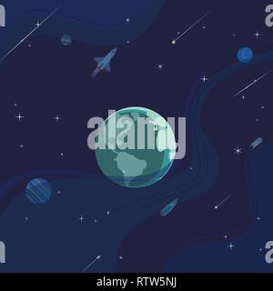 Outer space abstract cartoon background Stock Vector