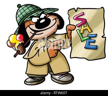 Cartoon dog holding a sale placard in his hands vector illustration Stock Vector