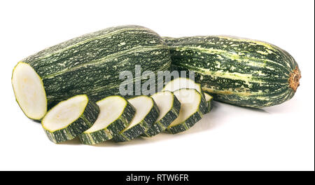 two green zucchini isolated on white background Stock Photo