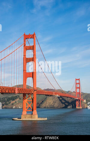 Golden Gate Bridge - the most internationally recognized symbols of San Francisco, California and the United States in morning light Stock Photo