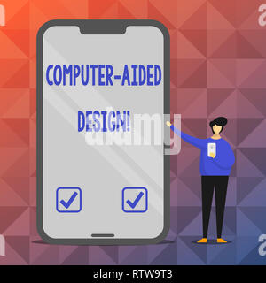 Text sign showing Computer Aided Design. Conceptual photo CAD industrial designing by using electronic devices Stock Photo