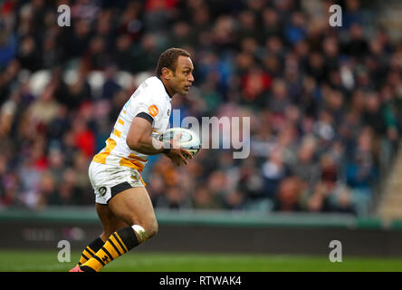 Leicester, UK. 2nd March 2019.  Gaby Lovobalavu on the charge for Wasps during the Premiership round 15 game between Leicester Tigers and Wasps rfc.   © Phil Hutchinson/Alamy Live News Credit: Phil Hutchinson/Alamy Live News Stock Photo