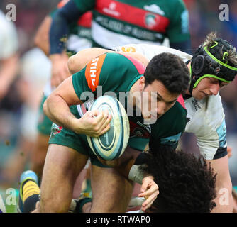 Leicester, UK. 2nd March 2019.    during the Premiership round 15 game between Leicester Tigers and Wasps rfc.   © Phil Hutchinson/Alamy Live News Credit: Phil Hutchinson/Alamy Live News Stock Photo