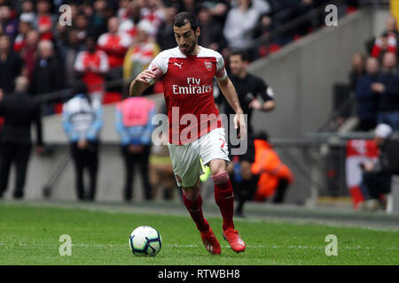 London, UK. 2nd March 2019. Henrik Mkhitaryan of Arsenal in action. EPL Premier League match, Tottenham Hotspur v Arsenal at Wembley Stadium in London on Saturday 2nd March 2019.  this image may only be used for Editorial purposes. Editorial use only, license required for commercial use. No use in betting, games or a single club/league/player publications . pic by Steffan Bowen/Andrew Orchard sports photography/Alamy Live news Stock Photo