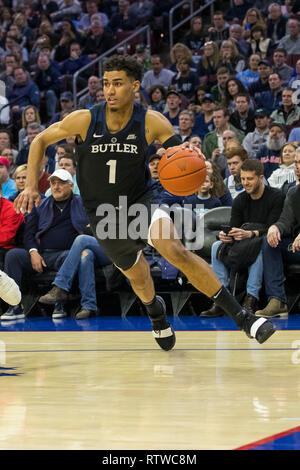 Philadelphia, Pennsylvania, USA. 2nd Mar, 2019. Butler Bulldogs forward Jordan Tucker (1) in action during the NCAA basketball game between the Butler Bulldogs and the Villanova Wildcats at the Wells Fargo Center in Philadelphia, Pennsylvania. Credit: csm/Alamy Live News Stock Photo