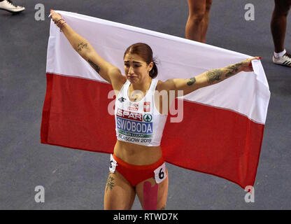 Glasgow, UK: 2st March 2019: Ewa Swoboda wins gold in 60m race on European Athletics Indoor Championships 2019.Credit: Pawel Pietraszewski/ Alamy News Stock Photo