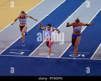 Glasgow, UK: 2st March 2019: Ewa Swoboda wins gold in 60m race on European Athletics Indoor Championships 2019.Credit: Pawel Pietraszewski/ Alamy News Stock Photo