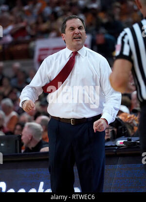 March 2, 2019. Head coach Steve Prohm of the Iowa State Cyclones in action vs the Texas Longhorns at the Frank Erwin Center in Austin Texas. Texas defeats Iowa State 86-69.Robert Backman/Cal Sport Media. Stock Photo