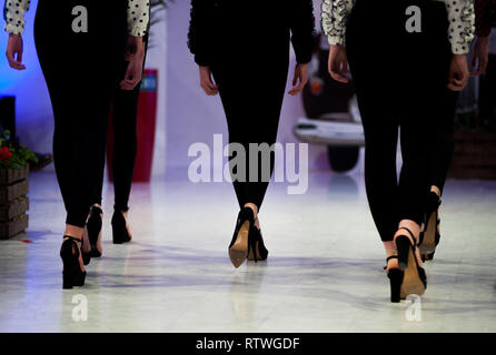 Malaga, MALAGA, Spain. 2nd Mar, 2019. Models seen cat walking during the IV International Flamenco Fashion Fair (FIMAF) at hotel NH in downtown city. Every year a new edition of the International Flamenco Fashion Fair happens, a meeting with designers to promote and present the pre-season flamenco fashion designs. The flamenco fashion industry is an economic engine from Andalusia, and its culture is recognized internationally. Credit: Jesus Merida/SOPA Images/ZUMA Wire/Alamy Live News Stock Photo
