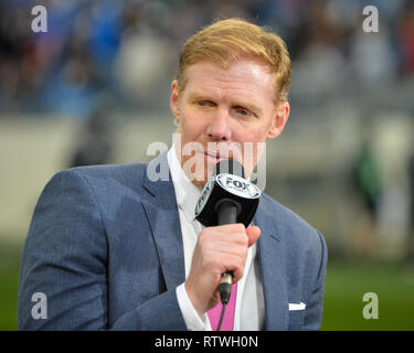 Nashville, TN, USA. 2nd March, 2019.Na FOX Sports reporter and former US Men's National Team Member, Alexi Lalas, during the International Soccer match up between the USA and England, in the She Believes Cup, at Nissan Stadium in Nashville, TN. The game ended in a tie, 2-2. Kevin Langley/Sports South Media/CSM Credit: Cal Sport Media/Alamy Live News Stock Photo