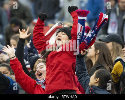 Nashville, Tennessee, USA. 2nd Mar, 2019. Team USA fans excited on the last goal. Credit: Hoss McBain/ZUMA Wire/Alamy Live News Stock Photo