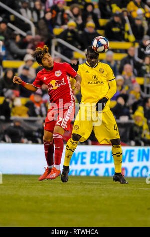 Saturday, March 02, 2019: ''” in the second half of the match between New York Red Bulls and Columbus Crew SC in the season opener at MAPFRE Stadium, in Columbus OH. Mandatory Photo Credit: Dorn Byg/Cal Sport Media. Columbus Crew SC 1 - New York Red Bulls 1 Stock Photo
