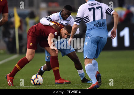 Edin Dzeko of AS Roma , Bastos of Lazio Roma 2-3-2019 Stadio Olimpico