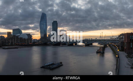 Riverside sunset in central area of London. Thames at sunset. Stock Photo