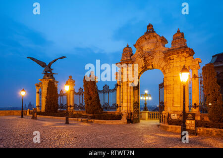Dawn at Buda Castle in Budapest. Stock Photo
