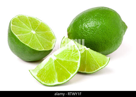 lime with slices isolated on white background Stock Photo