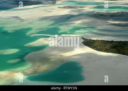 Aerial view of hypersaline lakes in Christmas Island (Kiritimati),  Kiribati Stock Photo