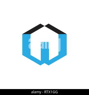 letter w hexagonal colors geometric design logo vector Stock Vector