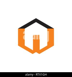 letter w hexagonal colors geometric design logo vector Stock Vector