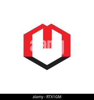 letter m hexagonal geometric logo Stock Vector