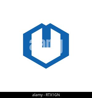 letter m hexagonal geometric logo Stock Vector