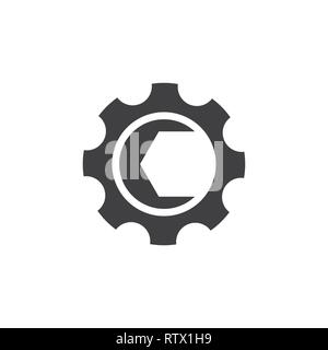 letter c cog machine adjustable wrench logo vector Stock Vector