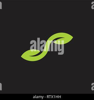 simple linked geometric green leaf logo vector Stock Vector