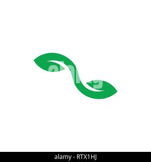 simple linked geometric green leaf logo vector Stock Vector