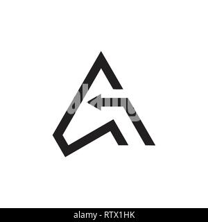 letter g triangle arrows geometric line logo vector Stock Vector
