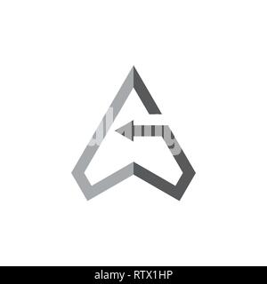 letter g triangle arrows geometric line logo vector Stock Vector