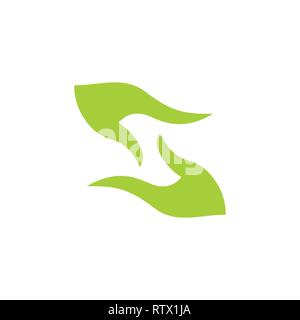 abstract hand palm care green leaf design logo vector Stock Vector