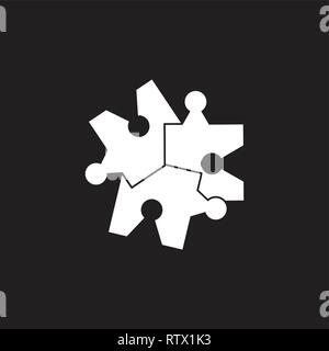 simple linked puzzle logo vector Stock Vector