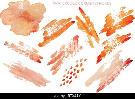 Set of hand drawn watercolor labels and badges for beauty, healthy life and wellness. Vector illustrations for graphic and web design, for cosmetics Stock Vector