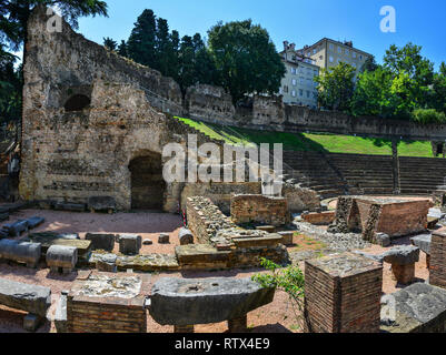 Famous Roman Theatre of Trieste located in Downtown in Trieste, Italy Stock Photo