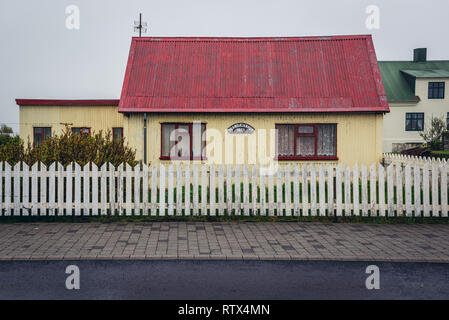 House in Eyrarbakki fishing village on the south coast of Iceland Stock Photo