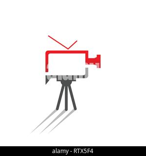 Video camera vector logo illustration. Combination between video camera and tv vector design Stock Vector