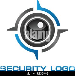 vector logo template concept illustration. Abstract human eye creative sign. Security technology and surveillance. Design element. Stock Vector