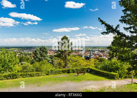 View from a hill over Neustadt an der Weinstrasse, Germany on a clear summer day with deep blue sky. Stock Photo