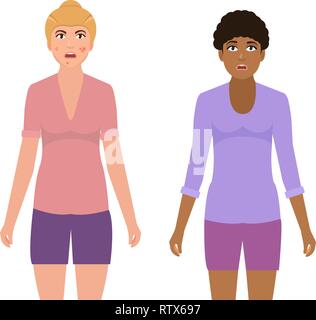 Girls with acne on the face, an allergic rash on the skin vector illustration Stock Vector