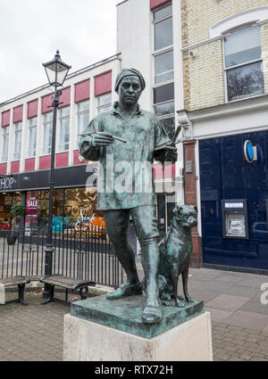 William Mathisen's state of William Hogarth and his pug dog Trump on Chiswick High Road, London, UK Stock Photo