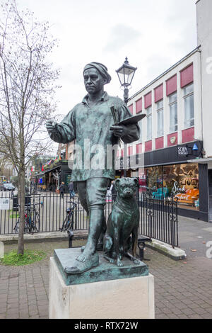 William Mathisen's state of William Hogarth and his pug dog Trump on Chiswick High Road, London, England, U.K. Stock Photo