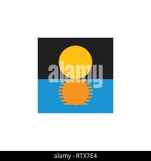 night sea moon shadow logo vector Stock Vector