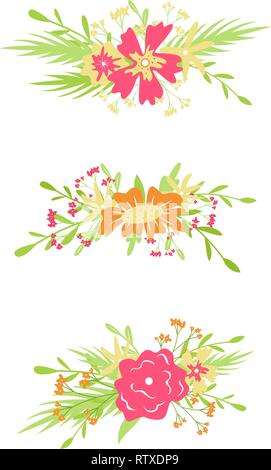 Floral vector hand-drawn elements. Flat isolated elements for design. Stock Vector