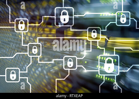 Blochain information encryption. Cyber security, crypto currency. Stock Photo