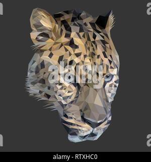 Cheetah cat low poly design. Triangle vector illustration. Stock Vector