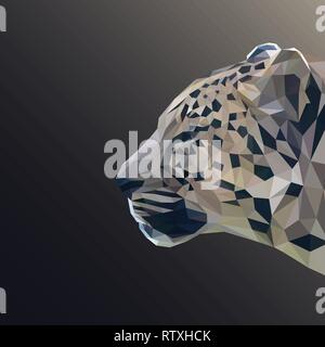 Cheetah cat low poly design. Triangle vector illustration. Stock Vector